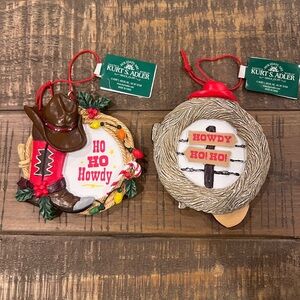 Kurt Adler Western Ho Ho Howdy Ornaments - Red, Green, Brown